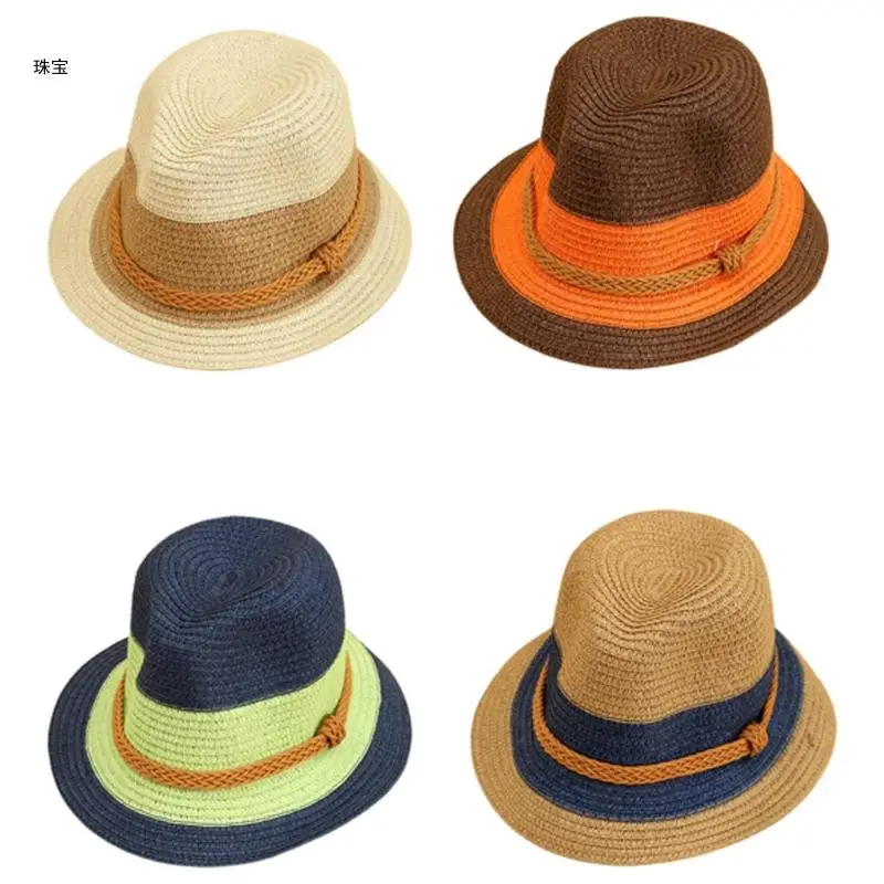 

X5QE Elegant Braided Belt Handmade Straw Hat Beach Surprise Gift for Girlfriend