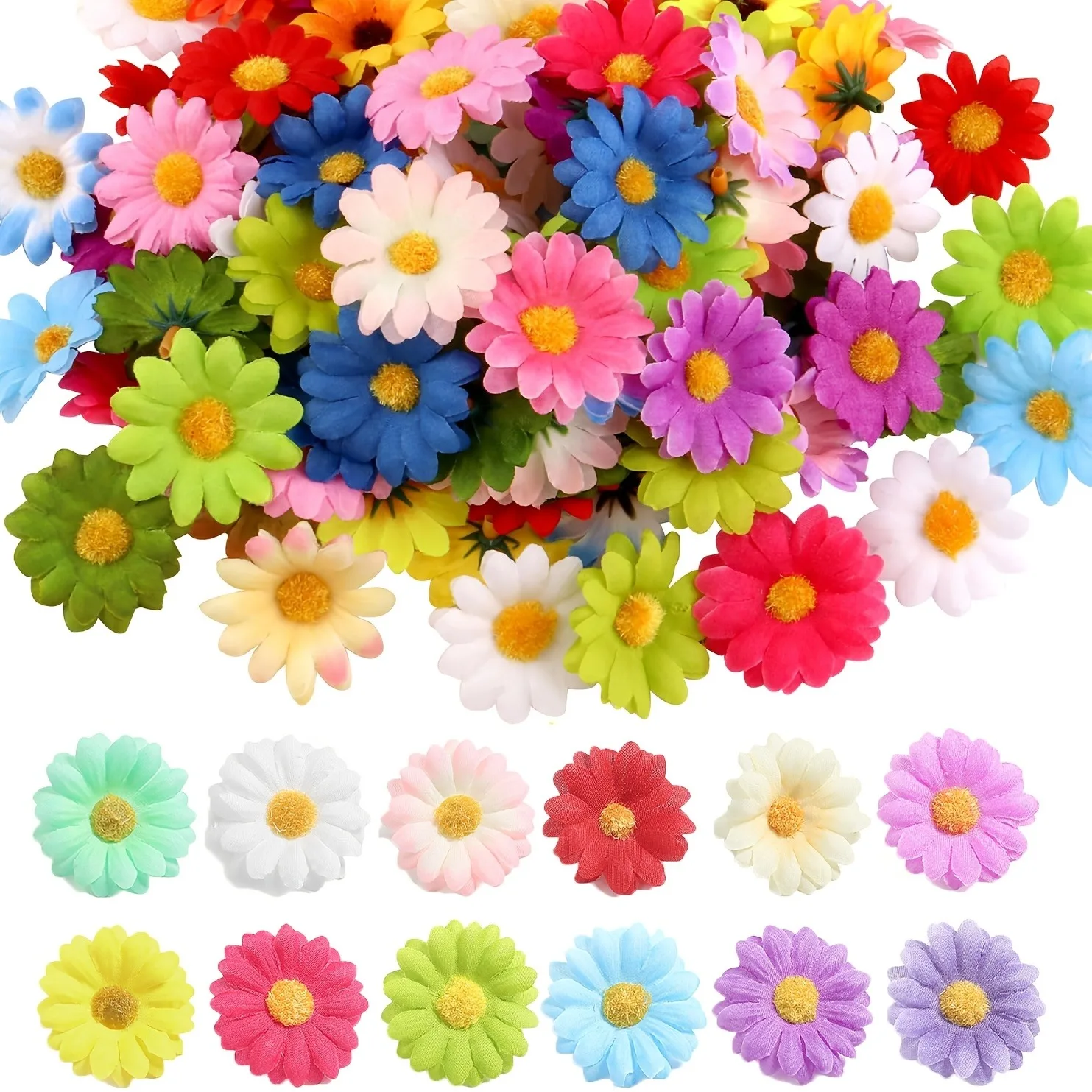 55/110PCS Gänseblümchen Künstliche Blumen Köpfe Seide Gefälschte Blumen für Hochzeit Dekoration Home Room Decor DIY Girlande geschenke Zubehör