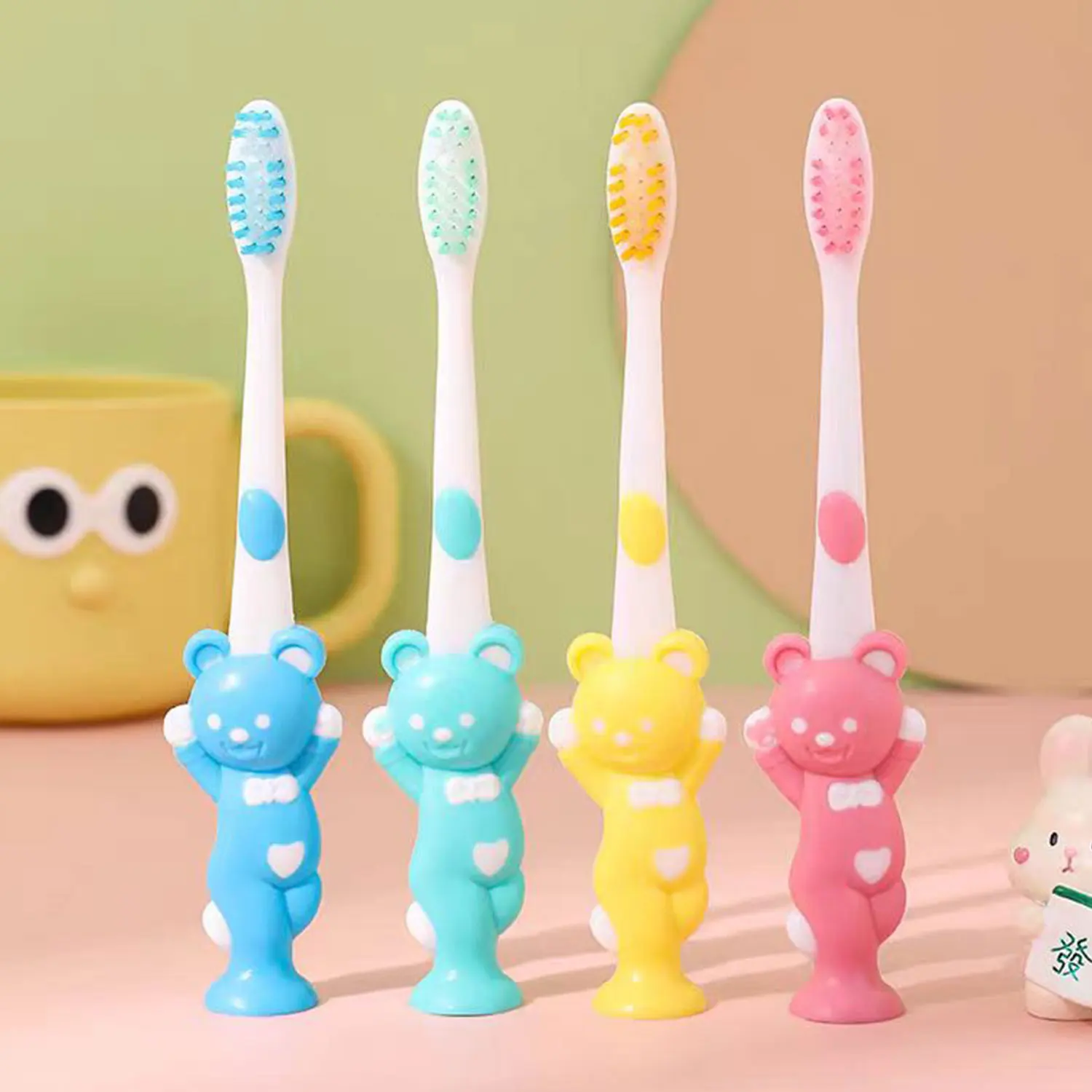 Baby toothbrush 2-6 years cartoon bear fine soft small head soft bristle can stand up