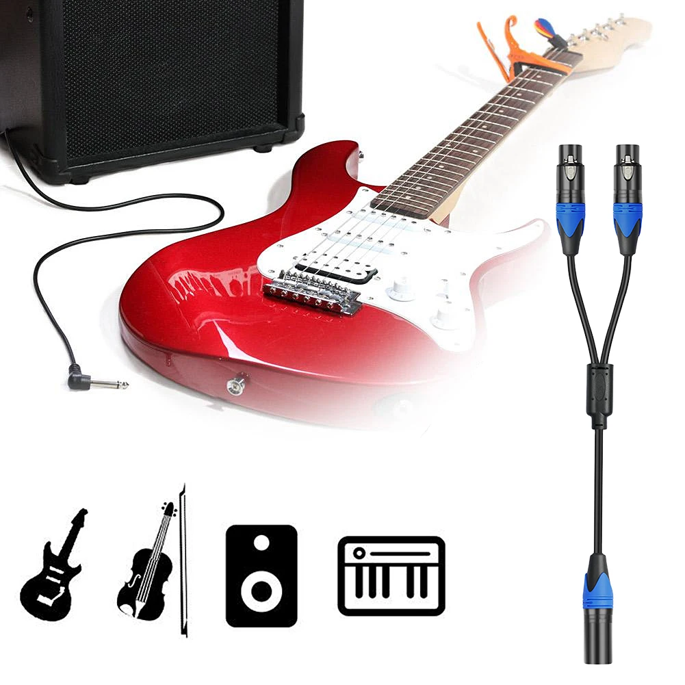 50cm XLR Splitter Cable 1 XLR Female to 2 XLR Male XLR Y Splitter Cable Microphone Splitter Cord for Amplifier Mixer