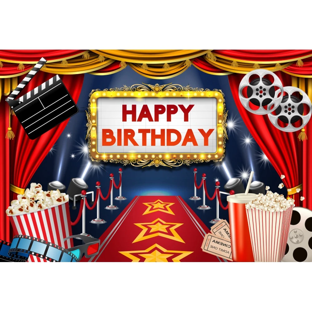 Cinema Movie Night Theme Backdrop For Photography Red Carpet Film Event Star Casino Poker Birthday Party Background Photo Studio