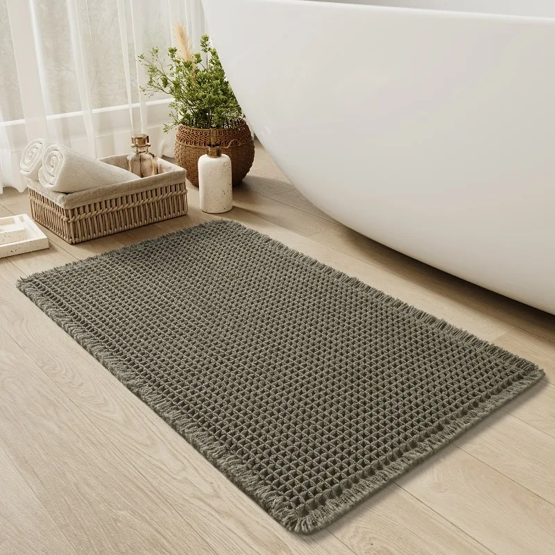 Absorbent Waffle Bath Mat for Bathroom Floor