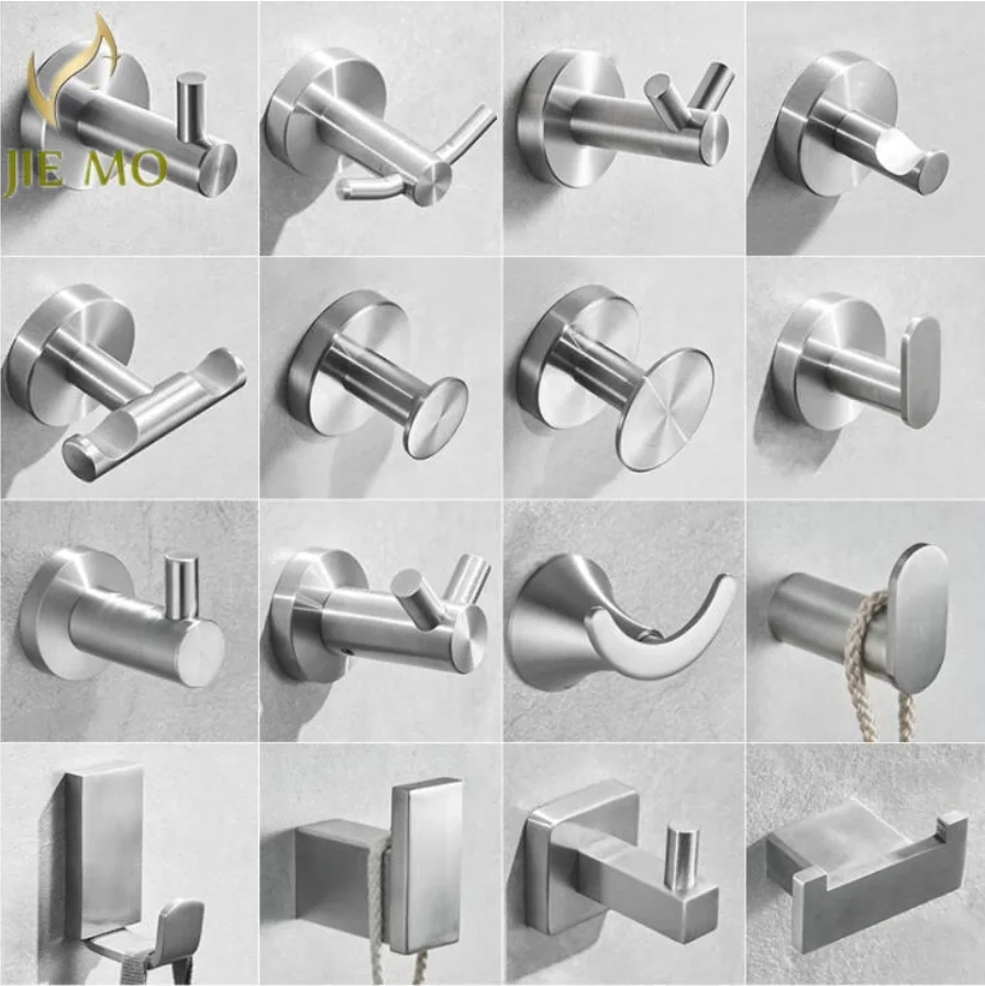 

bath coat hook nickel brush Single Robe Hook Wall Mounted Towel Hook stainless steel Clothes Hook Bathroom Hardware JM123