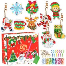 Festive Diamond Painting Keychain DIY Art Kit - Holiday Craft Ornaments (023 9pcs)