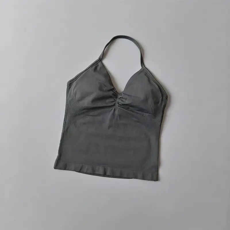 Sexy Halter Neck Beautiful Back High Waist Peach Sports Bras Shorts Suit Pilates Gathering Yoga Vest Training Fitness Bra Sets - Image 15