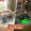 Coffee Table, Lift Top Coffee Table with Storage, LED Light & Power Outlet & Hidden Compartment, Retro Center Table ，Black Oak 4