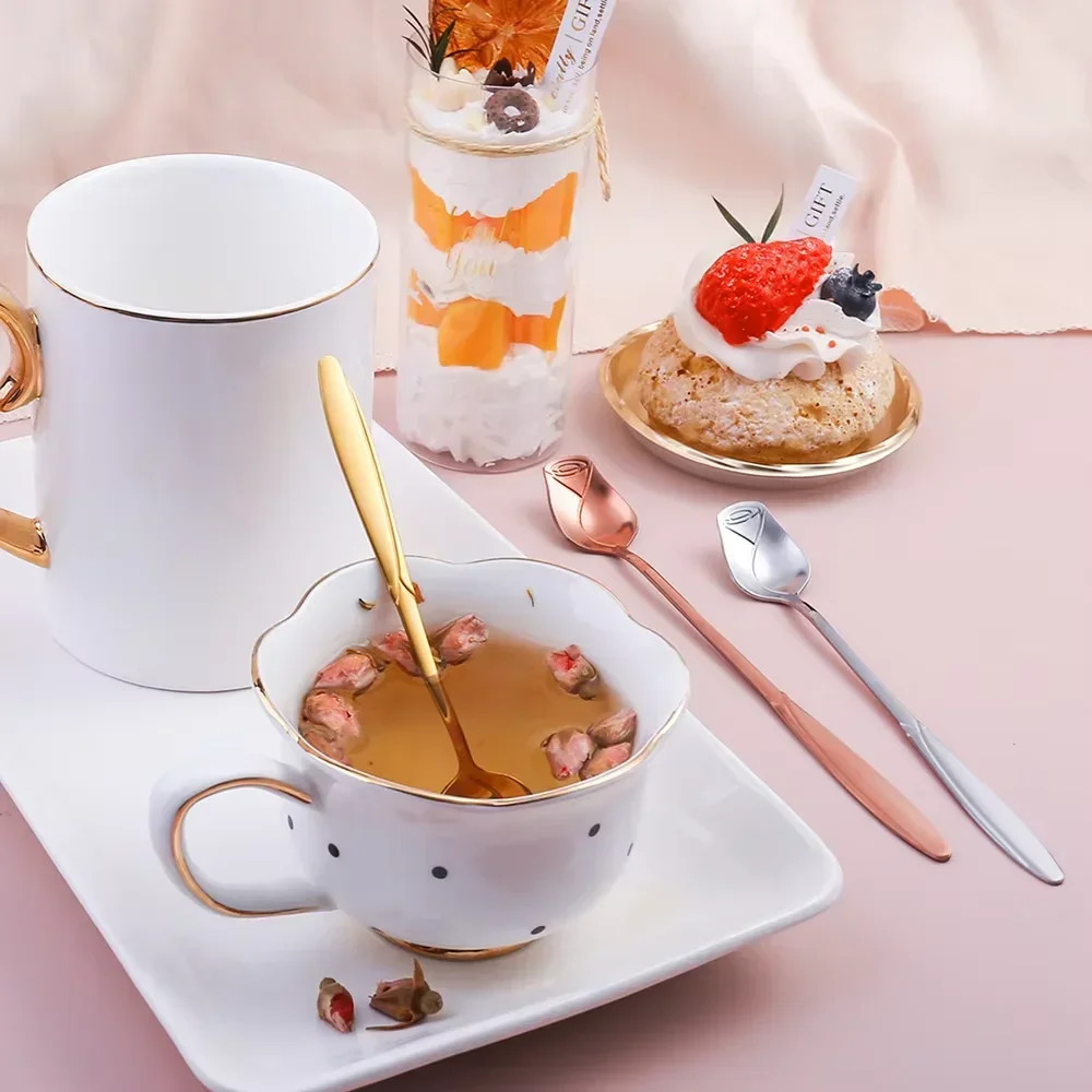 12 Pezzi Di Cucchiaino Da Caffè In Foglia Di Acciaio Inossidabile, Cucchiaini Da Caffè Particolari, Cucchiaio Da Caffè Con Design A Ramo, Cucchiaio - Foto 6