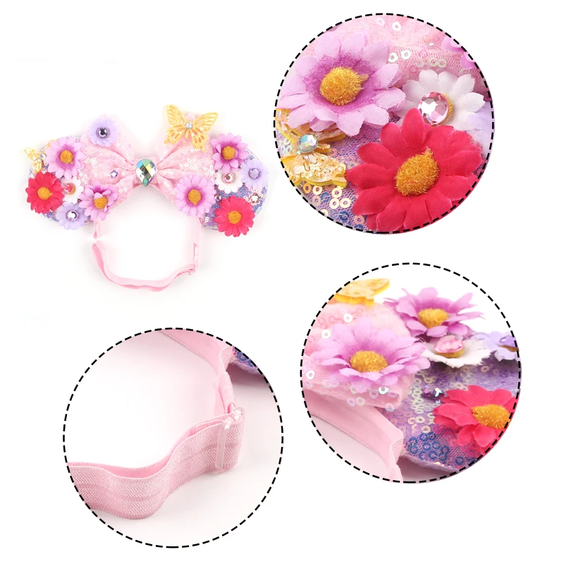 Disney Mouse Orelhas Ajustável Headband Elástica para Bebê e Adulto, lantejoulas 5 