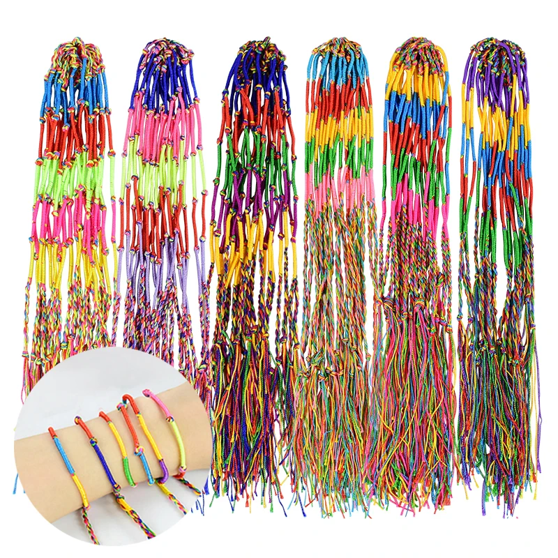 100 Pack Friendship Bracelets Bulk For Party Favors, DIY Arts And Crafts,  One Size (Assorted Colors)