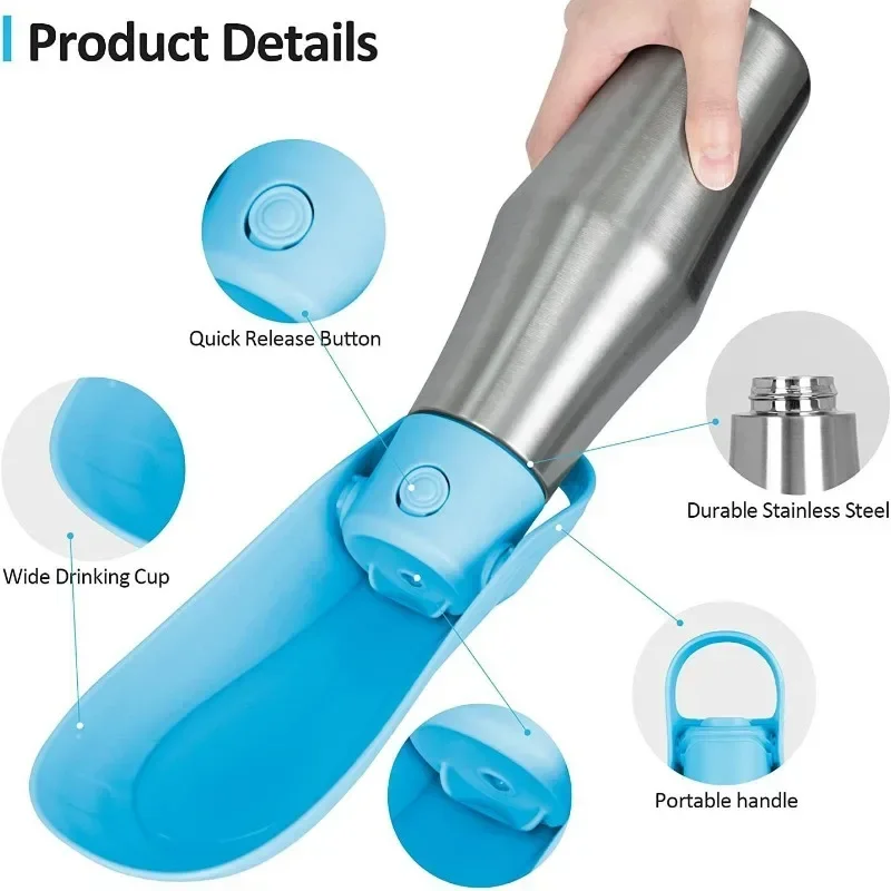 Water Bottle Portable Water Dispenser Pet Accompanying Cup Stainless Steel Dog Going Out Cup Outdoor