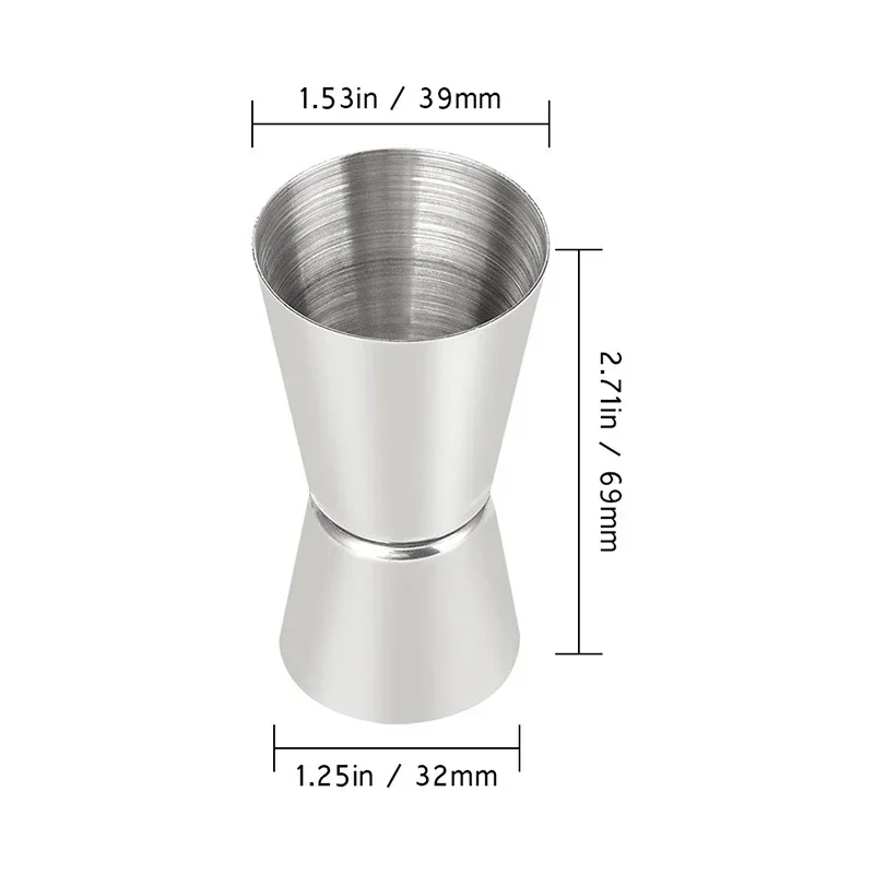 Party Cocktail Jigger 1oz/2oz 15/30ml Stainless Steel Dual Measuring Cup Wine Accessories