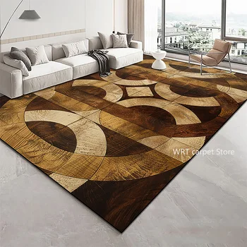 Modern Golden Geometry Area Rug 13