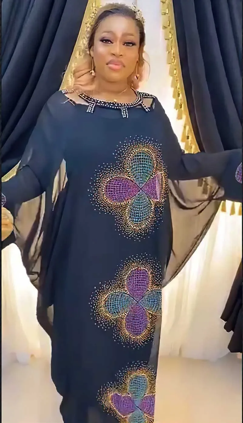 

2023 Африканское платье Amazon мусульманский халат тяжелая промышленность гладить бриллиантовое длинное платье большого размера Женская одежда Паранджа 8643 #