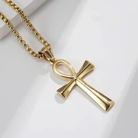 Collier croix Ankh en acier inoxydable pour hommes et femmes, vintage, classique, mode punk, simple, pendentif croix, colliers de la présidence, amulette, bijoux 3