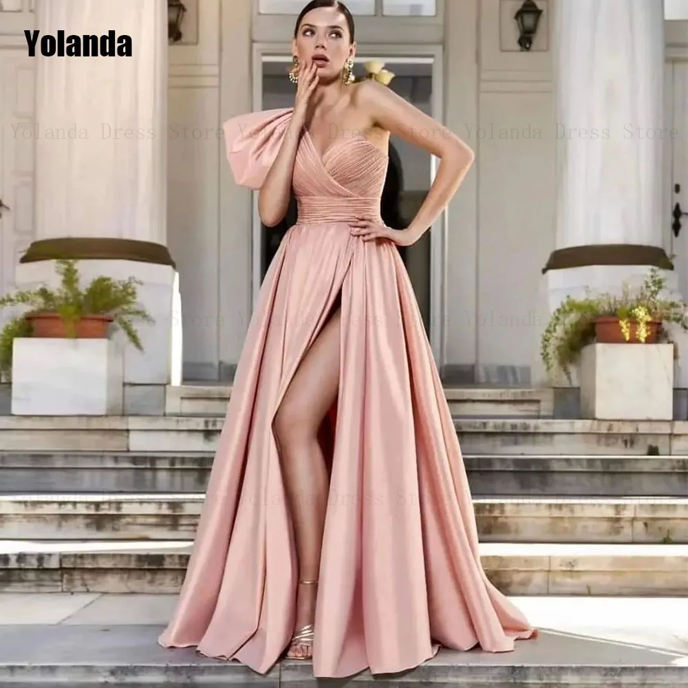 

Mermaid Evening Dresses One-Shoulder Criss-Cross Front Split Draped Pleat Bow Open Back Party Dress Floor Length Robe de soirée