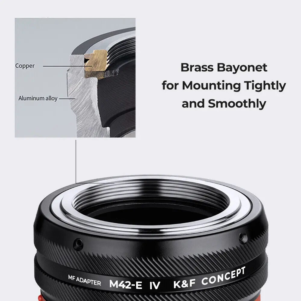 Description Picture 6 of itemK&F CONCEPT M42-NEX Ⅳ 4 Pro Lens Adapter for M42 Screw to Iconic Brand E Mount NEX a1 ZV-E10 FX30 A7R2 A7S3 A7M4 A92 a5000 a6000 a6700