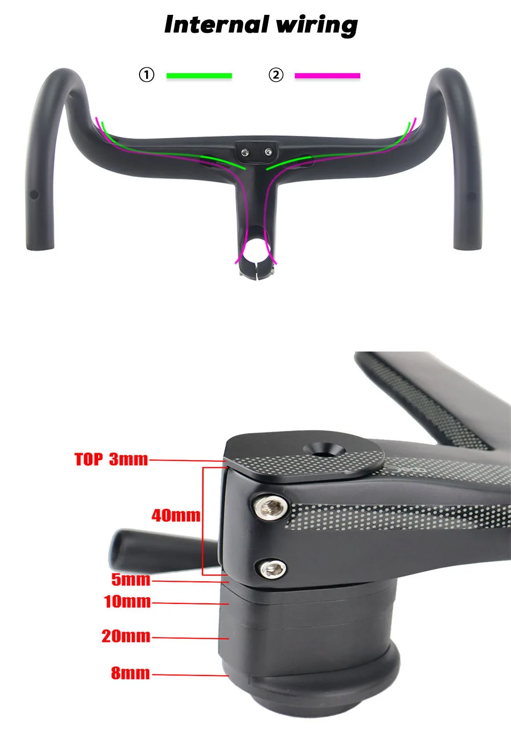 Carbon Road Handlebar For 28.6mm Fork Steer With Spacers