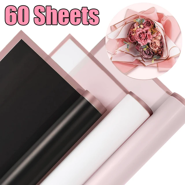 100/60/40Pcs Wrap Paper for Flower Pure Color Gold Edge Florist Bouquet  Supplies Waterproof Reversible Wrapping Paper for Floral - AliExpress