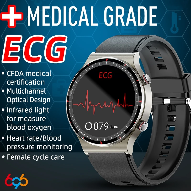 

Medical Grade ECG PPG Health Monitor Smart Watch Men Women Multichannel Optical Body Temperature Blood Pressure SpO2 Smartwatch