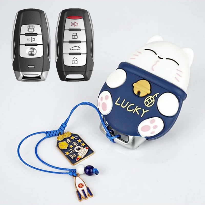 

Cartoon Cat Style for Haval F7x H6 Great Wall Hover H6 H7 H4 H9 F5 F7 H2S Smart Remote Car Key Case Cover Fob Bag Keychain Chain