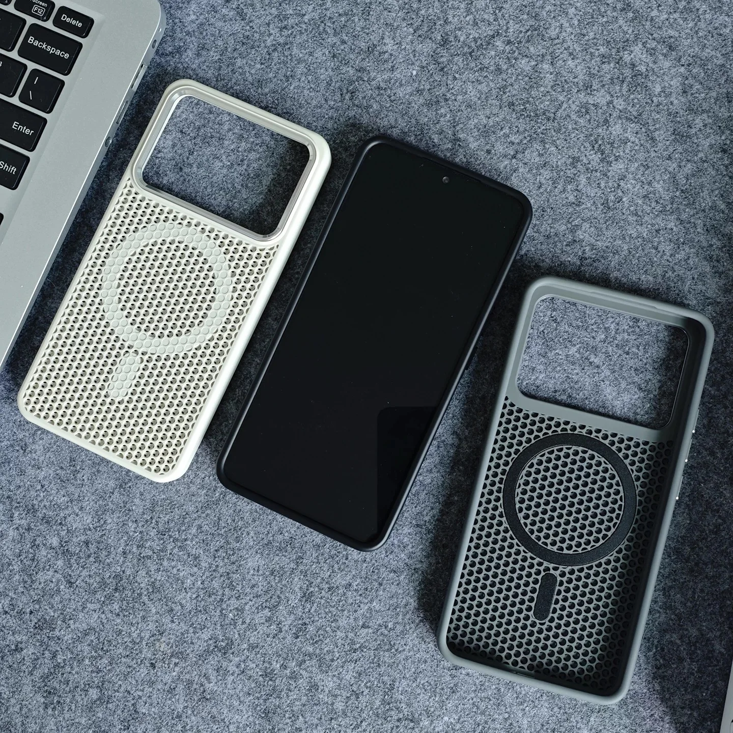 Honeycomb Magnetic Shockproof Breathable Wireless Charging Back Cover