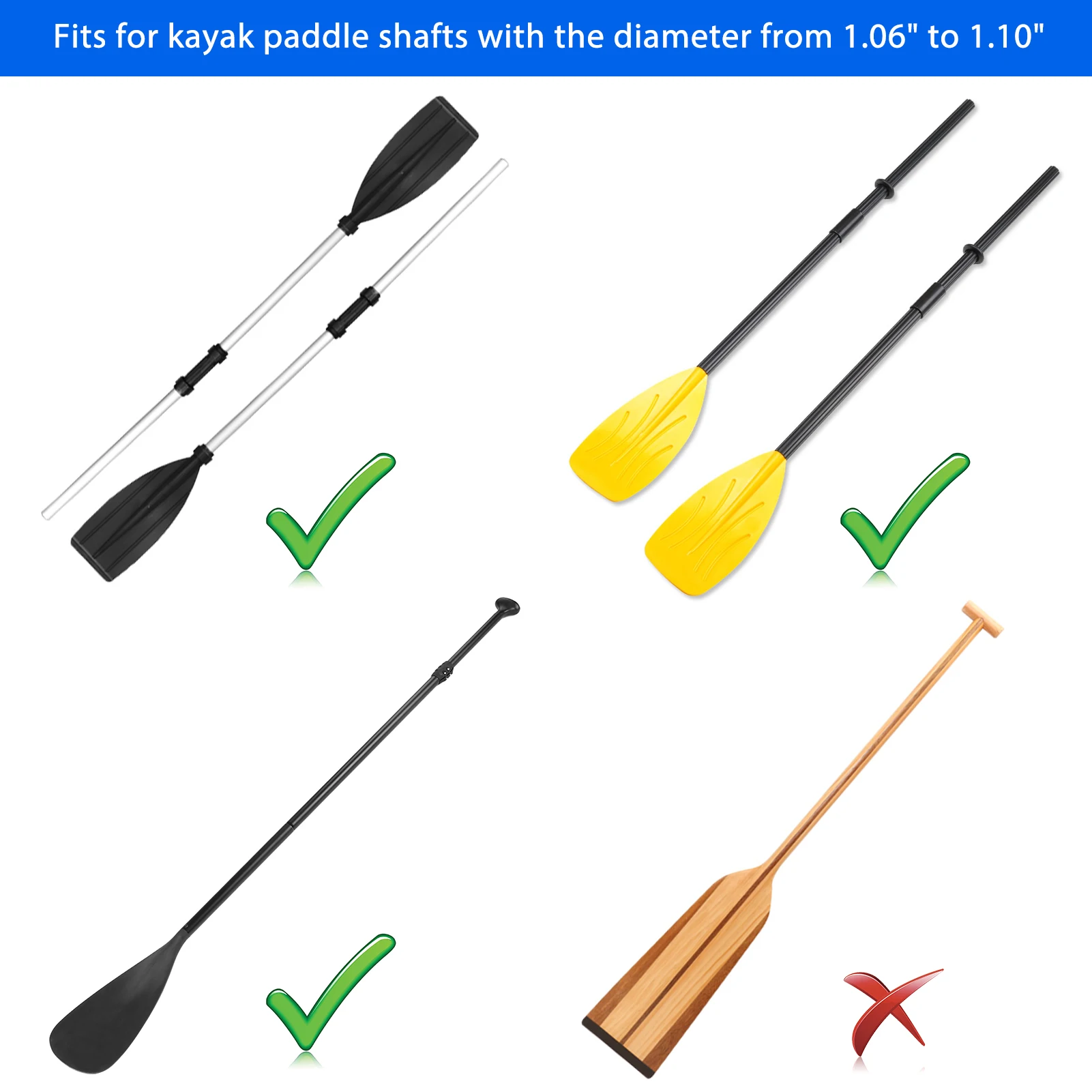 4 piece Universal Kayak Paddle Drop Ring Kayak and canoe Paddle Kayak access