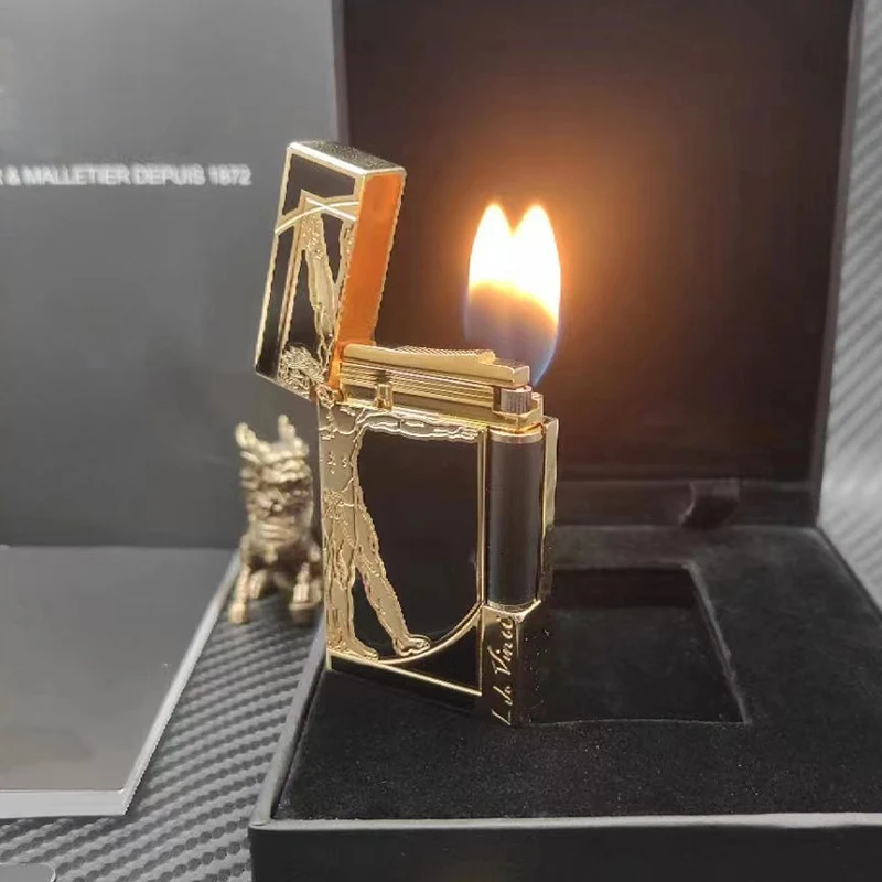 

100% New Luxury Gas Butane Lighter Double Fire Lighter PING Bright Sound Tobacco Cigarette Cigar Lighter Smoking Gift For Man