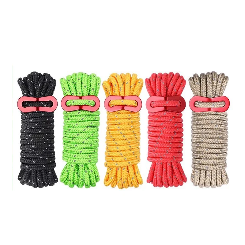 4m Reflective Guy Lines Tent Cord with Adjuster for Outdoor Camping
