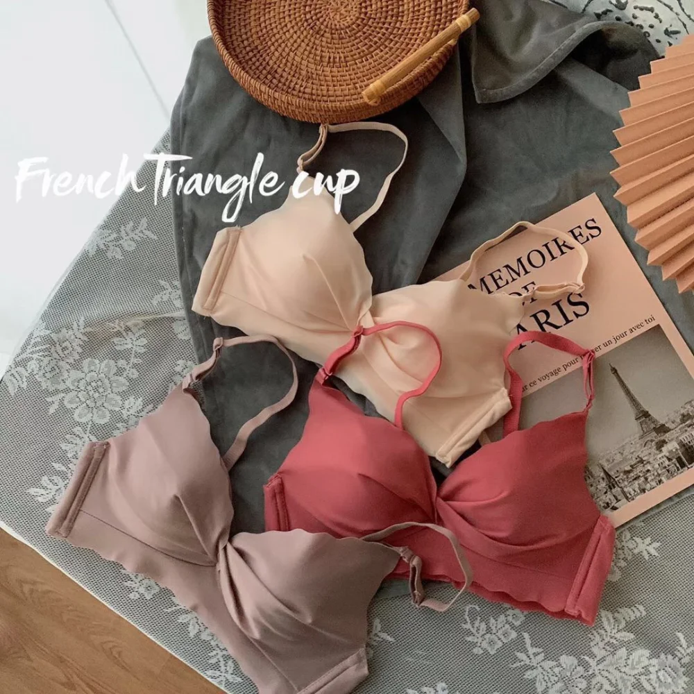 

Women Sexy Lingerie Push Up Padded Bralette Chest Gathered Without Steel Ring Underwear Solid Skin-Friendly Bras Bralette