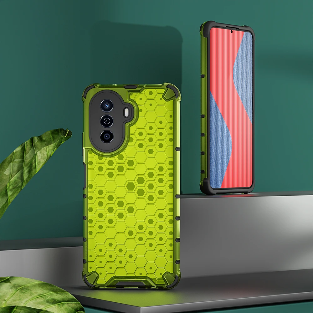 Shockproof Phone Case For Huawei Nova Y70 Transparent Honeycomb_voghion.com