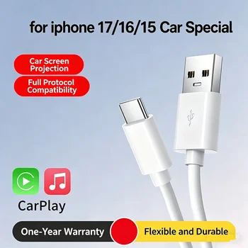 Cavo Carplay per Ricarica Auto, Cavo USB A a Tipo C per Ricarica Rapida e Trasferimento Dati per iPhone 17 16 15, Lunghezze 1m 1.5m 2m