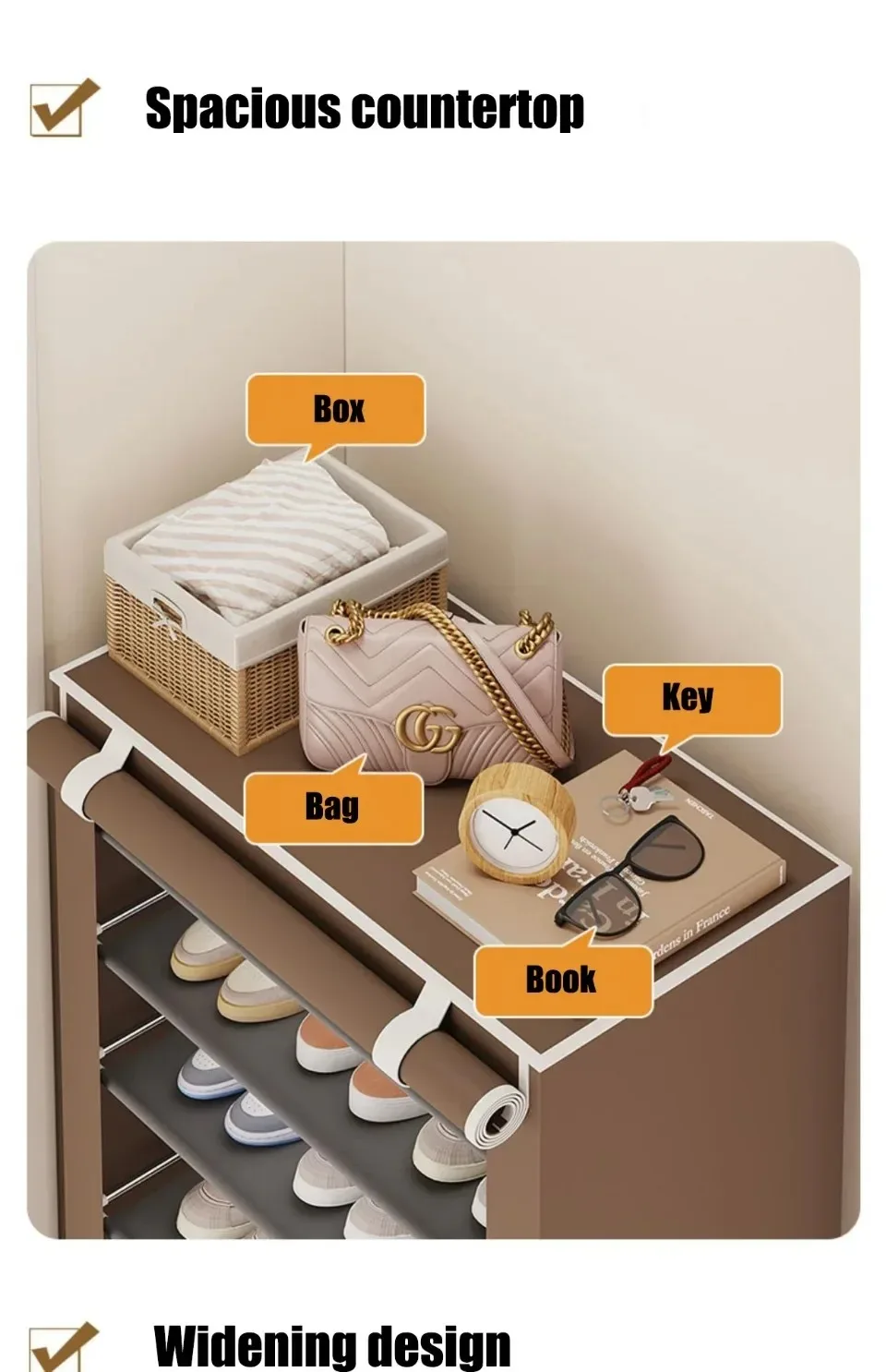 Description Picture 5 of itemDustproof Shoe Rack Multilayer Nonwovens Shoes Organizer Household Storage Shelf Living Room Hallway Space-saving Shoe Cabinet