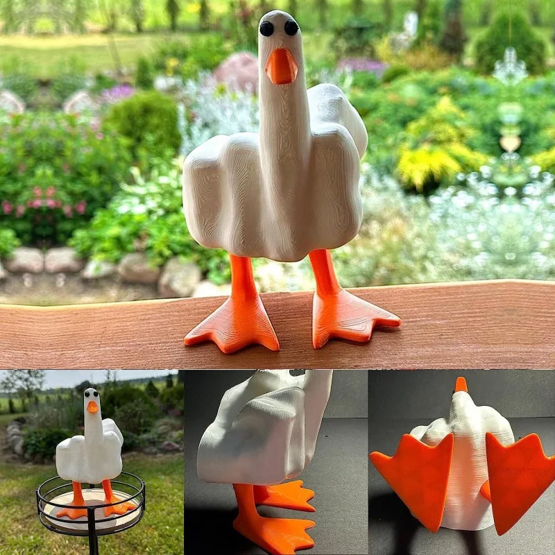 

Fun Duckling Resin Figurine Decoration Spoof Vertical Middle Finger Decoration Outdoor Decorative Crafts