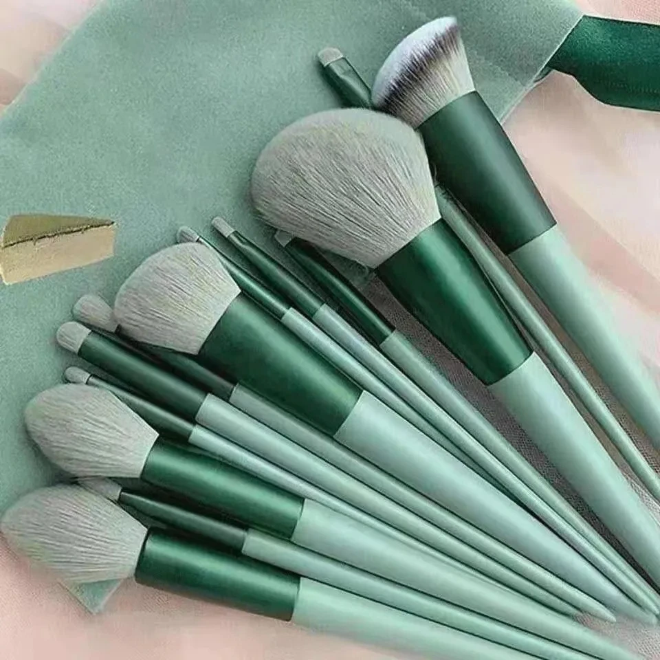 Set di 13 pennelli per il trucco, 2 spugnette per cipria, pennelli per fondotinta, fard e ombretto, strumenti di bellezza._voghion.com