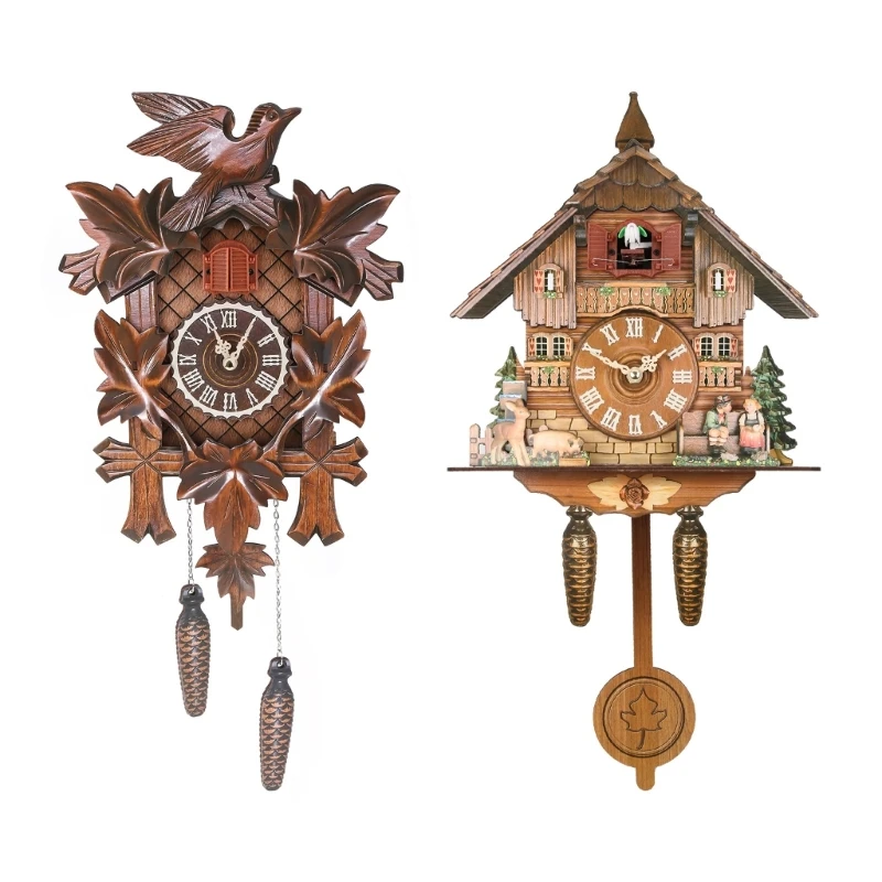 

Wooden Wall Clock Cuckoo Antique Pendulum Hanging Handcraft Swing Alarm Watch Home Restaurant Bedroom Decoration Dropship