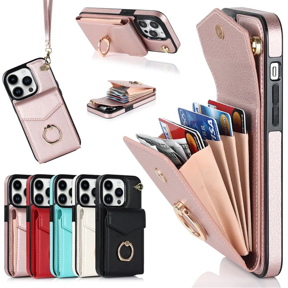 Luxury Crossbody Wallet Case For iphone 15 Pro Max 14 Plus 13 12 11 XS X XR  Adjustable Shoulder Strap Leather PhoneCover - AliExpress