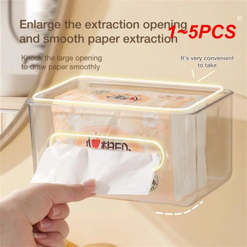 

1~5PCS Perforation-Free Behind Door Wall-Mounted Mask Storage Household Storage Transparent Large-Capacity Mask Storage Tissue