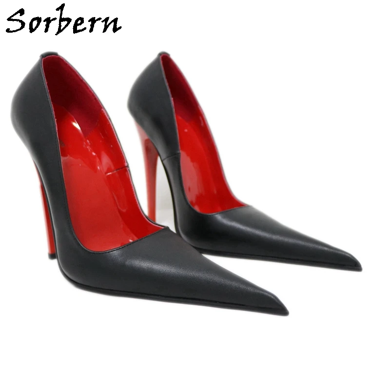 

Sorbern Sexy 14Cm High Heel Pumps Women Genuine Leather Stilettos Pointed Toe Slip On Shoes Lady Ol Pump Transfer Fashion Heel