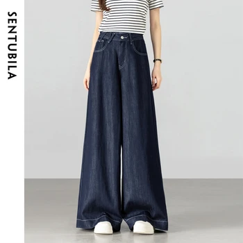 SENTUBILA Women's Jeans Denim Wide Leg Pants 2026 Spring Lyocell Cotton High Waist Casual Pants Loose Straight Trouser W61ND6024 1