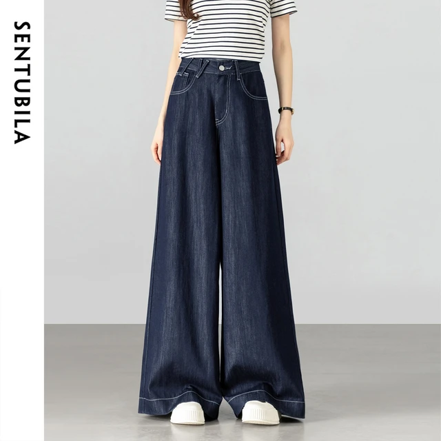 SENTUBILA Women's Jeans Denim Wide Leg Pants 2026 Spring Lyocell Cotton High Waist Casual Pants Loose Straight Trouser W61ND6024 1