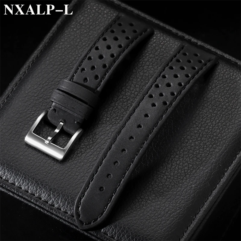 Breathable Cowhide Leather Watch Strap – Oil/Matte Finish Adjustable Wristband