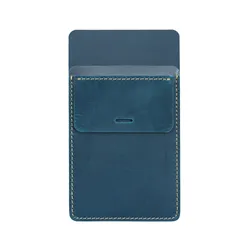 Handcrafted Leather Pen Pouch - Portable Stationery Organizer for Office & Hospital Supplies (Blue)