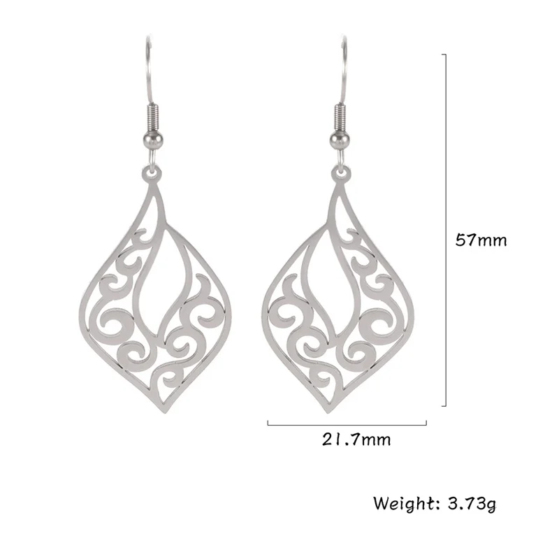 Edelstahl Frauen Böhmischen Filigrane Creolen Mode Silber Farbe Tropfen Ohrring Teardrop Schmuck Zubehör Boho Geschenk – Detail 32