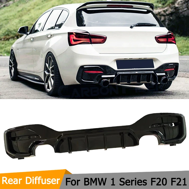 Labbro Diffusore Paraurti Posteriore Auto Per Bmw Serie 1 F20 F21 Smc M135I M140I 2015-2018 Abs Carbon Look/Nero Lucido Diffusore Posteriore
