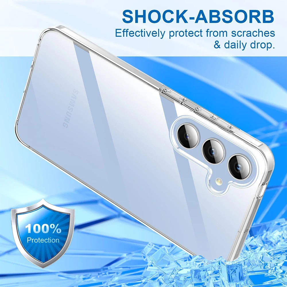 360 ° Custodia per telefono trasparente con copertura completa per Samsung Galaxy S24 S23 S21 FE S22 Plus Custodia rigida per PC ultra ibrida in silicone antiurto - immagine 3