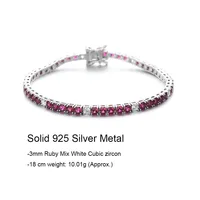 Bracelet de tennis en argent S925, bijoux fins, pavé Montana, bleu, aqua., vert, adrene, rose, noir, turquoise, doré, violet, 3mm 5