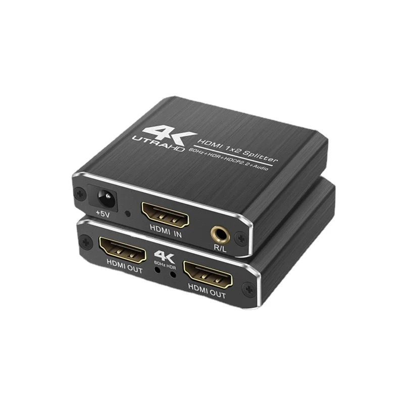 HDMI 2.0 Splitter 1X2 - Ultra HD Distribution Amplifier - HDCP 2.2 - 1 Input 2 Output - Video Audio Splitter 60Hz