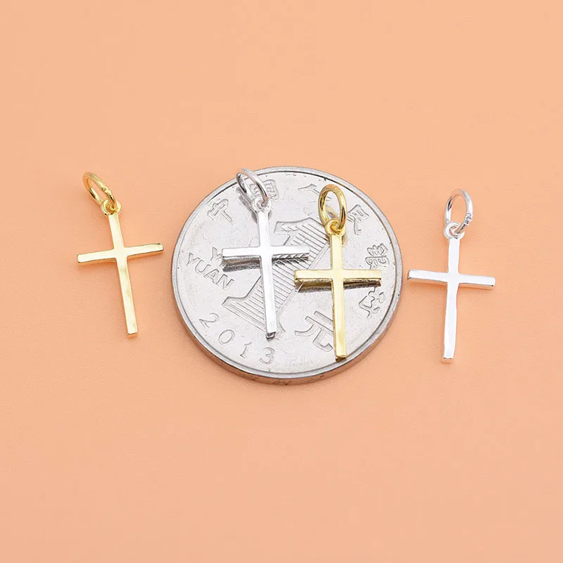 925 Sterling Silver Cross Charm Pendant Handmade DIY Jewelry Accessories silver necklace charms,pendant necklace,silver necklace,silver pendant