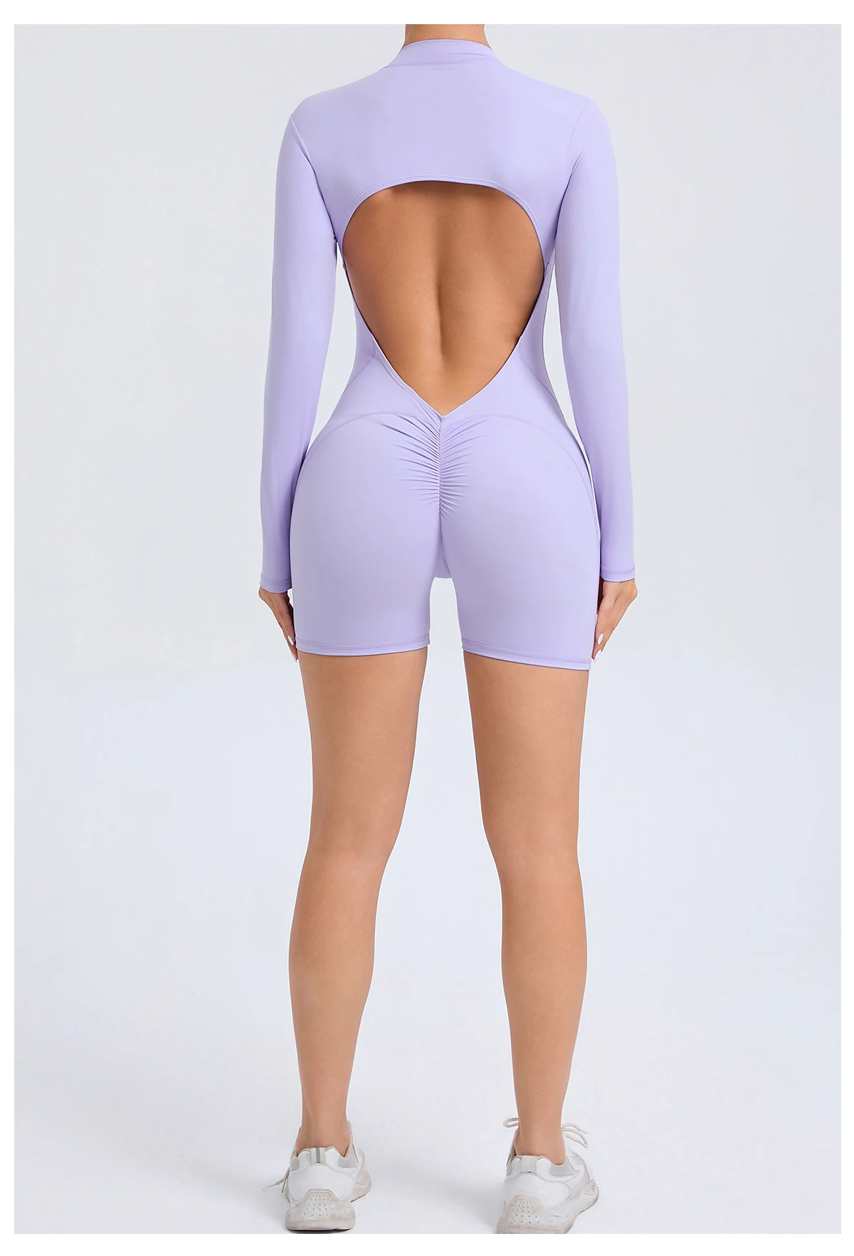 Frauen Yoga Overalls Zipper Design Gepolsterte Overall Langarm Sexy Casual Straße Plain Einem Stück Dünne Frauen Herbst Strampler – Detail 9