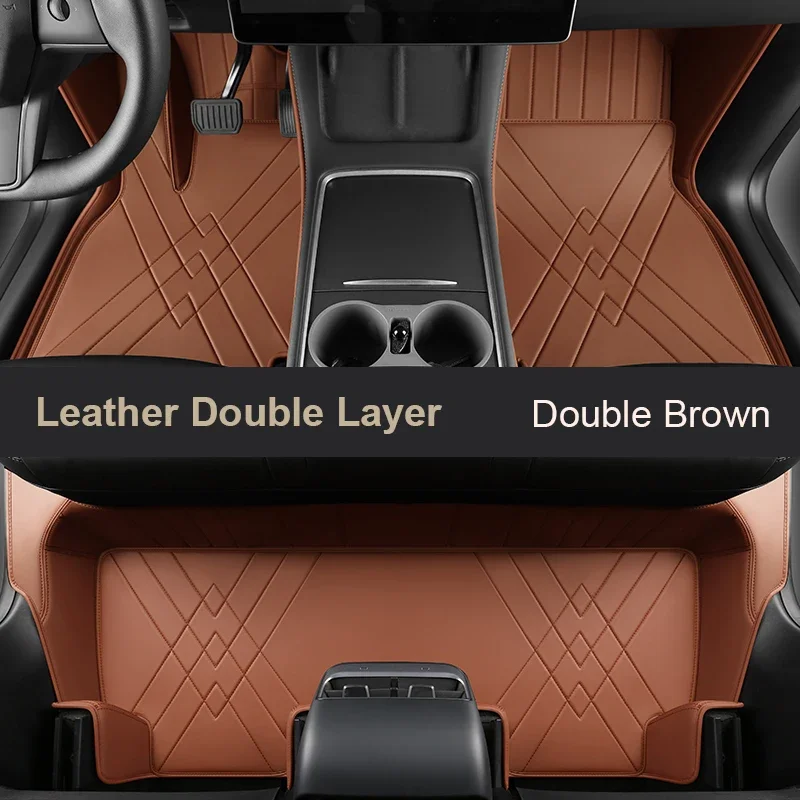 For Tesla Model 3 Fit Car Accessories Floor Mat Interior ECO Material Genuine Leather for Front and Rear Seat